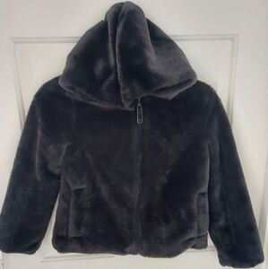 Cat & Jack Fuzzy Hooded Jacket - Dark Gray